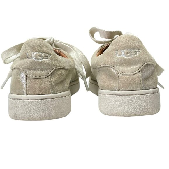UGG Suede MILO Stardust Silver Lace-up Low-Top Sneaker Women's Size 7 Streetwear - Picture 9 of 13